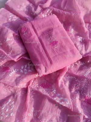 Kota Doria delicate embroidery work suit set