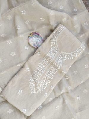 Kota Doria delicate embroidery work suit set