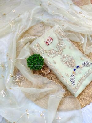 Organza suit set with gota patti work with heavy work dupatta