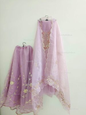 Organza Skirt Suit Set with zardozi, gotta pati, pearl work