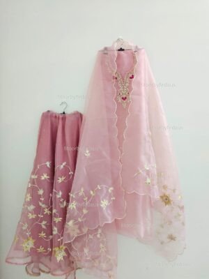 Organza Skirt Suit Set with zardozi, gotta pati, pearl work