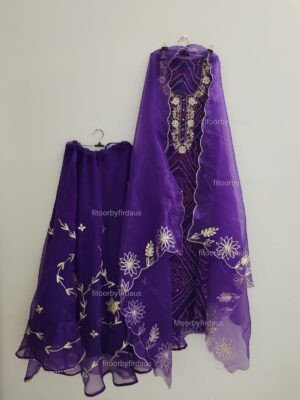 Organza Skirt with georgette shirt Suit Set with zardozi work