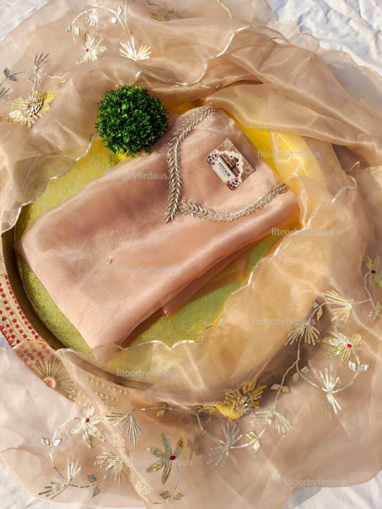 Organza suit set with zardozi work  and work dupatta