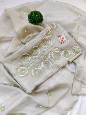 Kota Silk suit set with beaded handwork