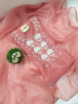 Organza suit set with beaded hand work