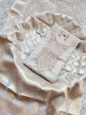 Kota Silk suit set with zardozi handwork