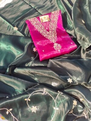 Glass Tissue suit set with gota patti handwork and work dupatta