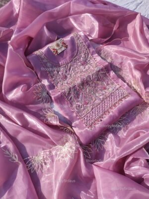 Glass Tissue suit set with gota patti handwork and work dupatta