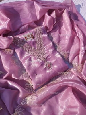 Glass Tissue suit set with gota patti handwork and work dupatta