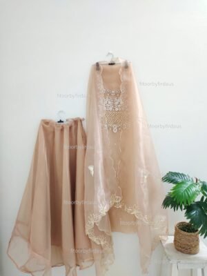 Organza Skirt Suit Set with zardozi, gota patti handwork