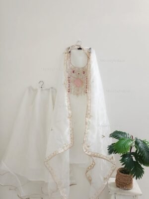 Organza Skirt Suit Set with zardozi, gota patti handwork