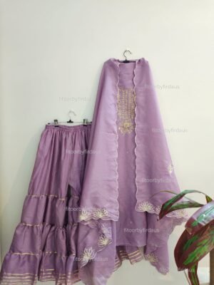 Pure tissue crepe Sharara Suit with zardozi work