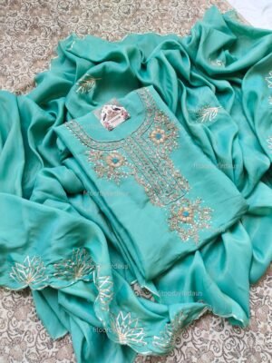Tissue Crepe suit set with gota patti and zardozi work
