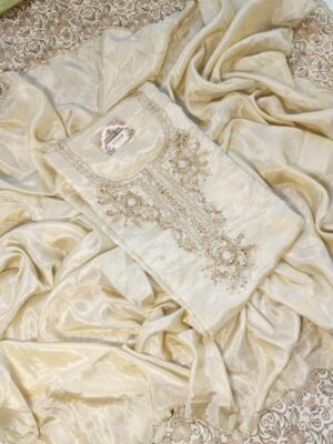 Tissue Crepe suit set with gota patti and zardozi work