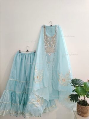 Chanderi cotton Sharara with gota patti work