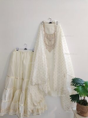 Chanderi cotton Sharara with gota patti work