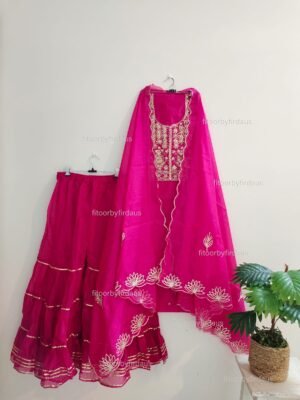 Chanderi cotton Sharara with gota patti work
