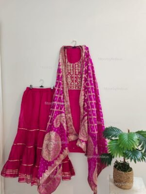 Chanderi cotton Sharara with gota patti work
