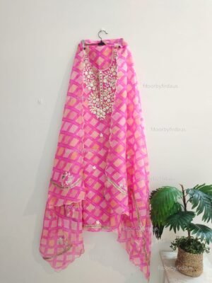 Kota doria suit set with gota patti handwork