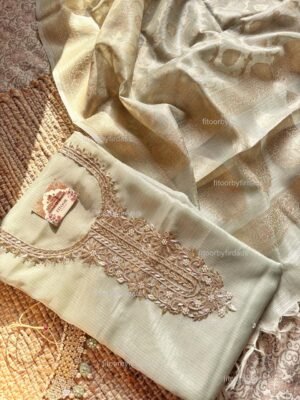 Kota Silk suit set with zardozi handwork