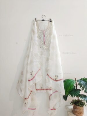 Kota doria suit set with gota patti handwork