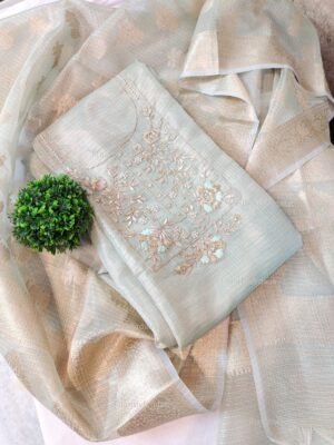 Kota Silk suit set with zardozi handwork