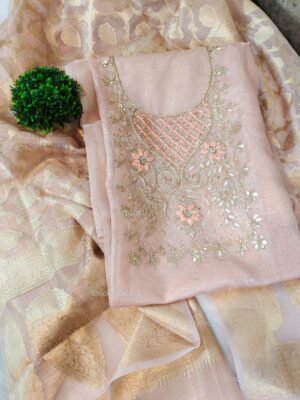 Kota Silk suit set with zardozi handwork