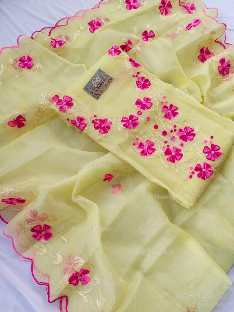 Kota Doria delicate embroidery work suit set