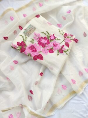 Kota Doria delicate embroidery work suit set