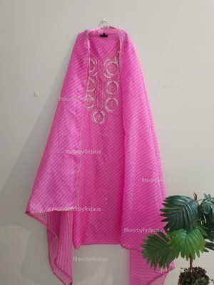 Kota doria suit set with beaded handwork