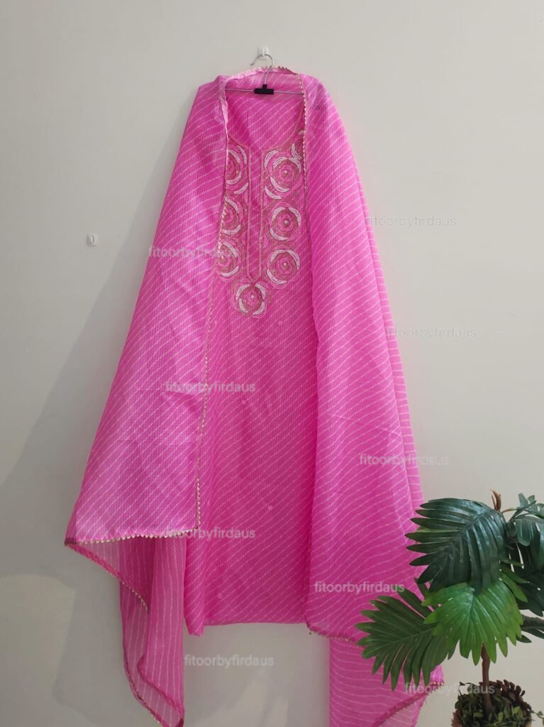 Kota doria suit set with beaded handwork