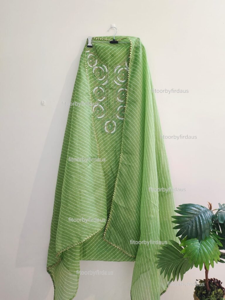 Kota doria suit set with beaded handwork