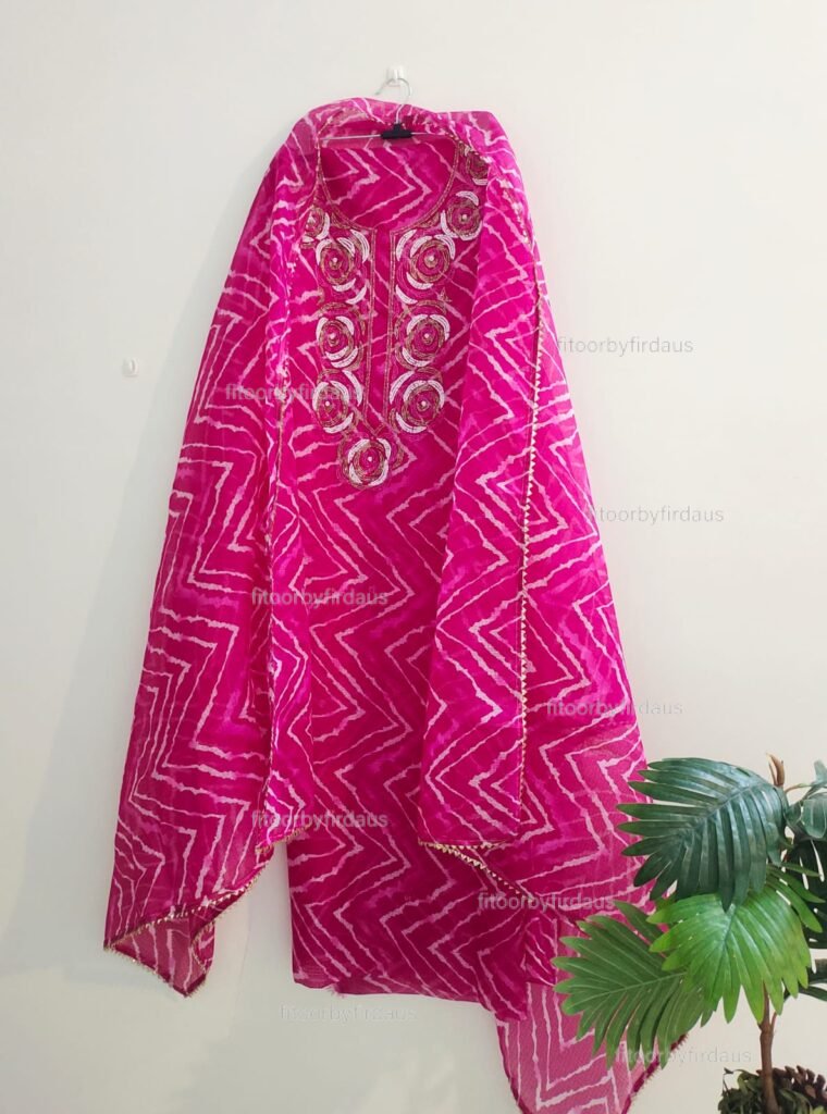 Kota doria suit set with beaded handwork