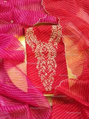 Kota doria suit set with pitta handwork