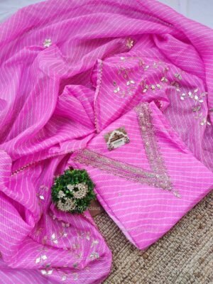 Kota doria suit set with zardozi handwork