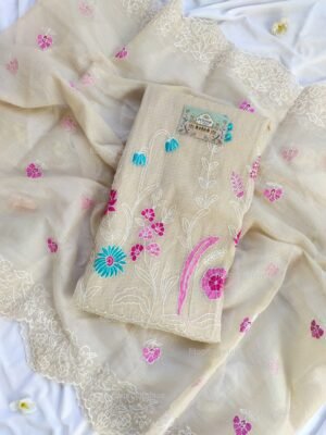 Kota Doria delicate embroidery work suit set