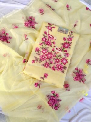 Kota Doria delicate embroidery work suit set