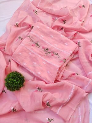 Pure Mul Chanderi with delicate embroidery suit set