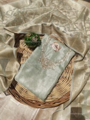 Kota Silk suit set with zardozi handwork