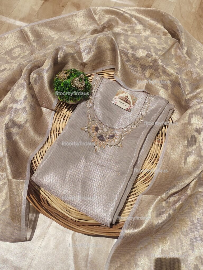 Kota Silk suit set with zardozi handwork