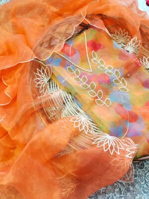 Organza suit set with beaded handwork with work duppata
