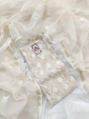 Kota Doria delicate embroidery work suit set
