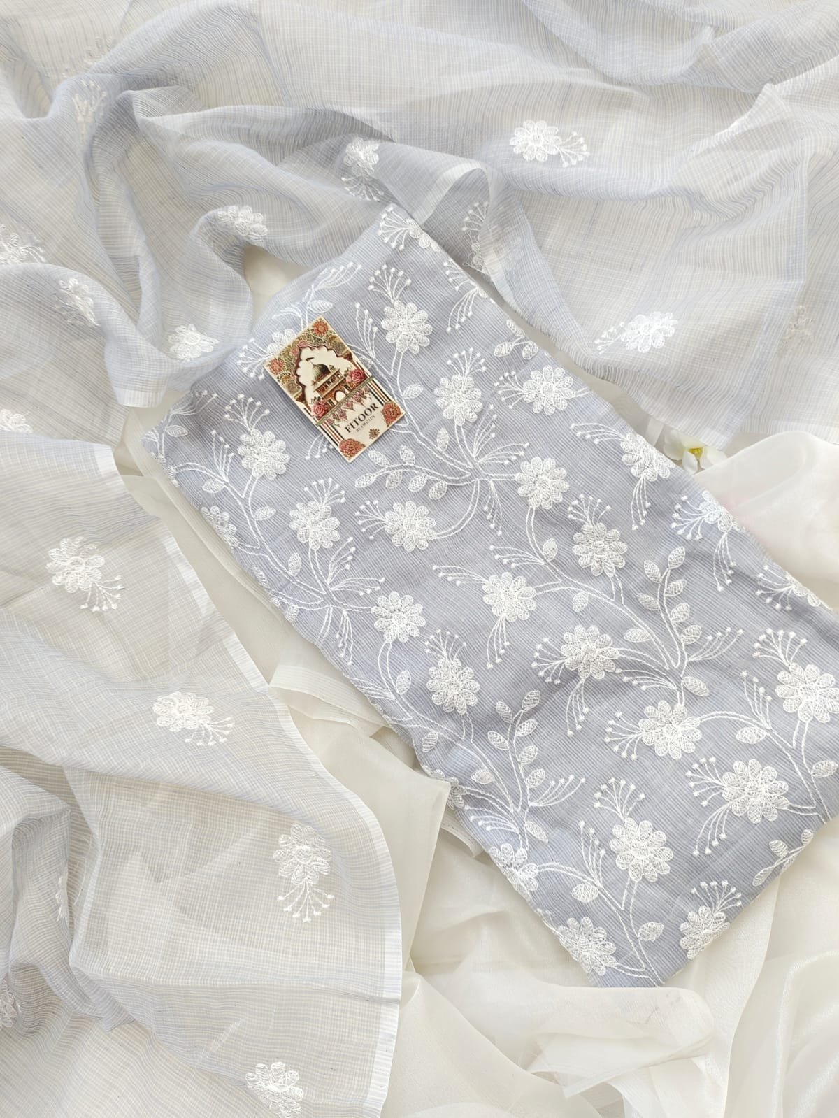 Kota Doria delicate embroidery work suit set