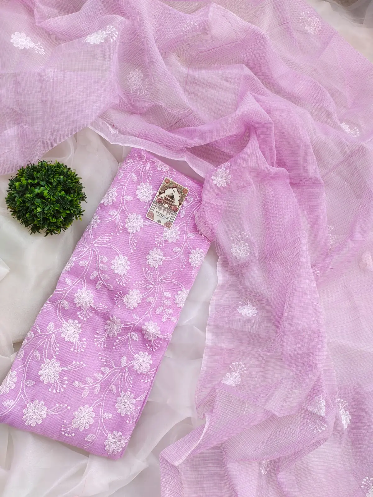 Kota Doria delicate embroidery work suit set - Image 3