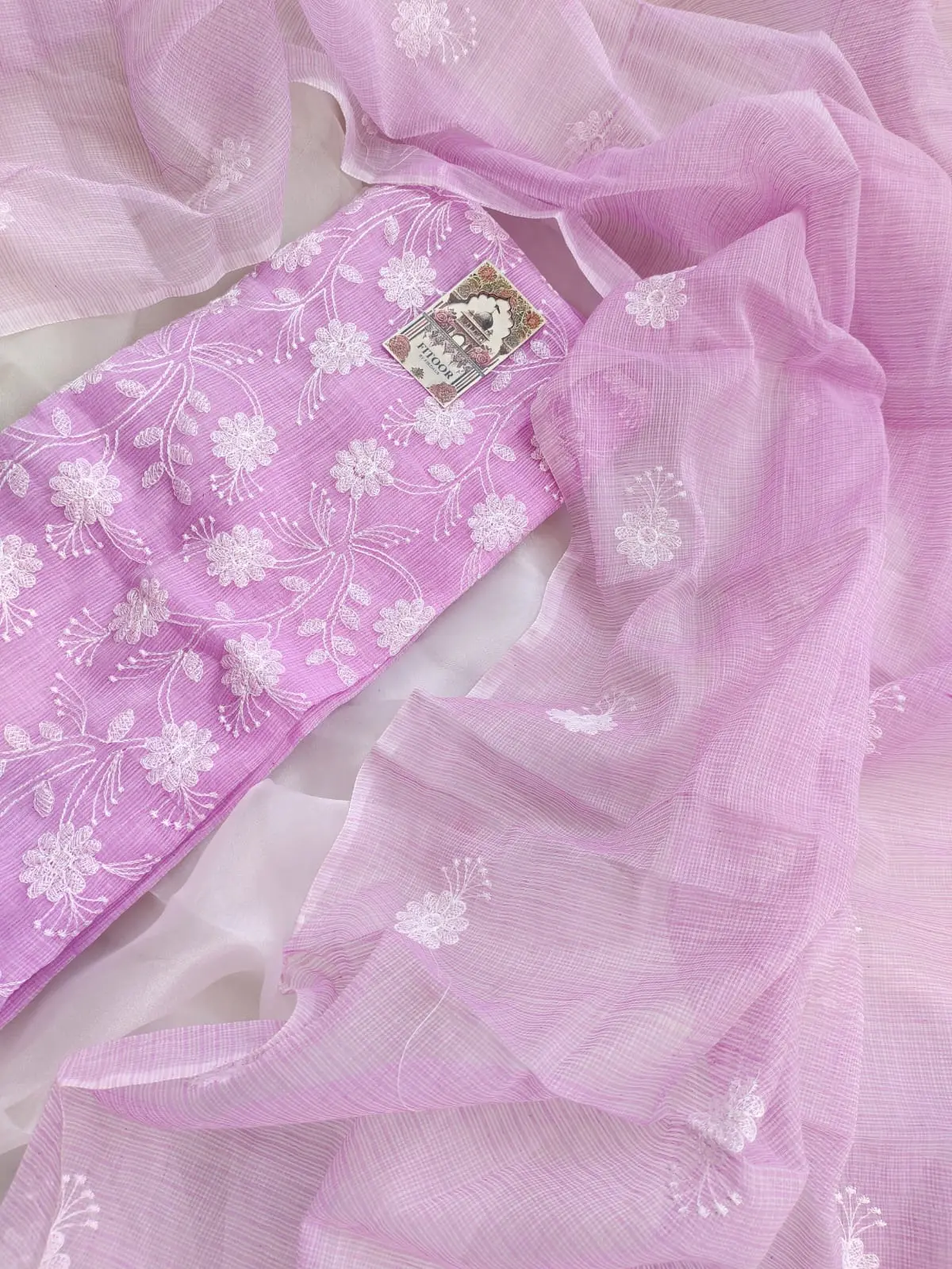 Kota Doria delicate embroidery work suit set - Image 4