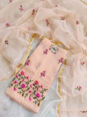 Kota Doria delicate embroidery work suit set