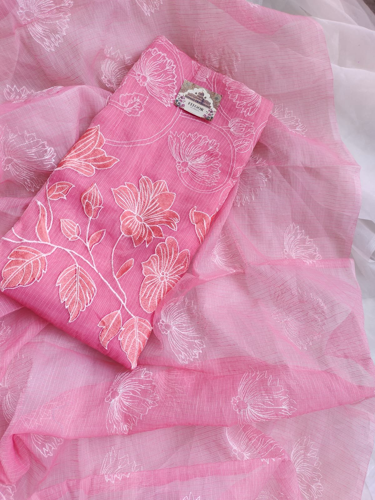 Kota Doria delicate embroidery work suit set - Image 3