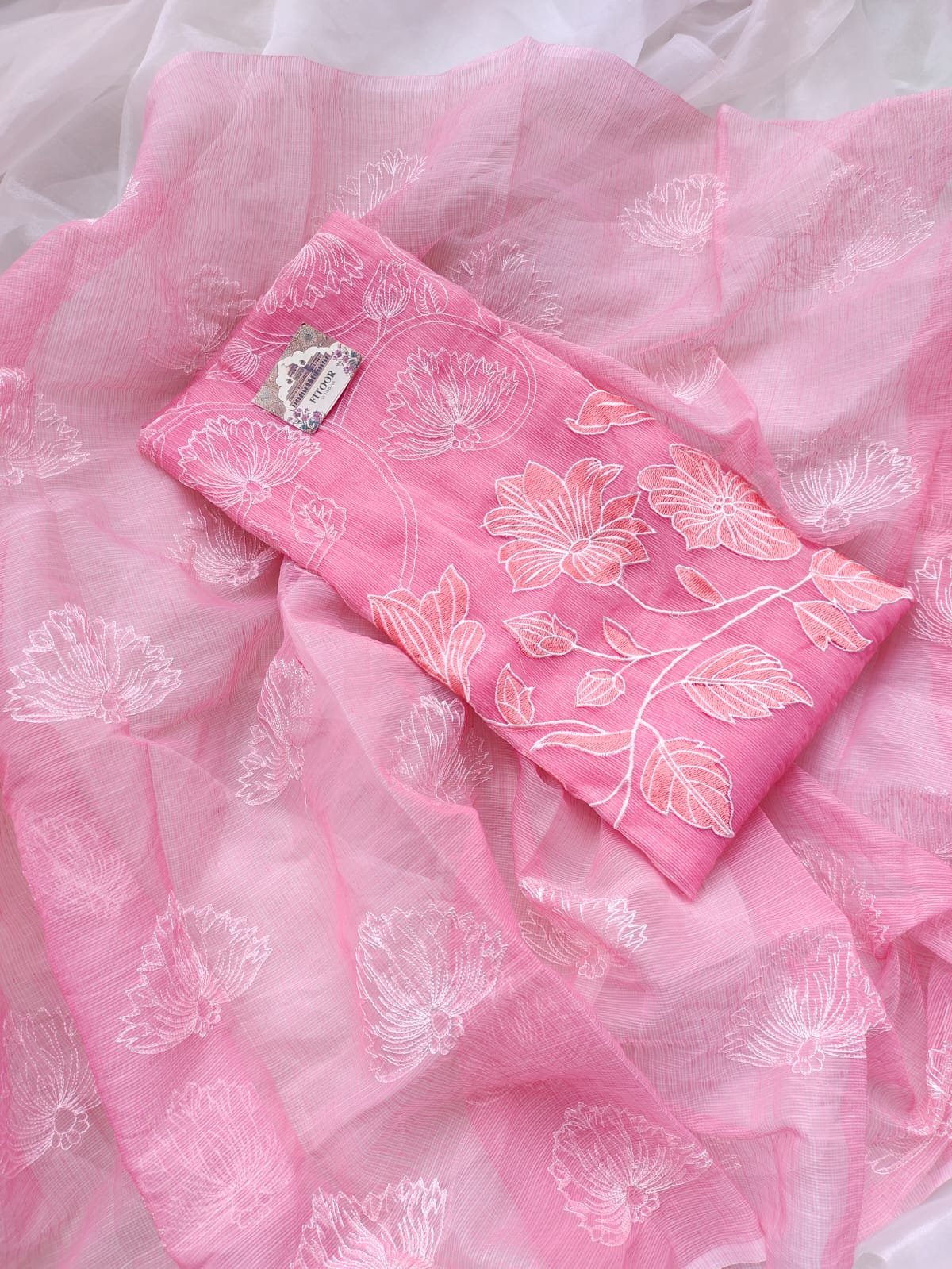 Kota Doria delicate embroidery work suit set - Image 2