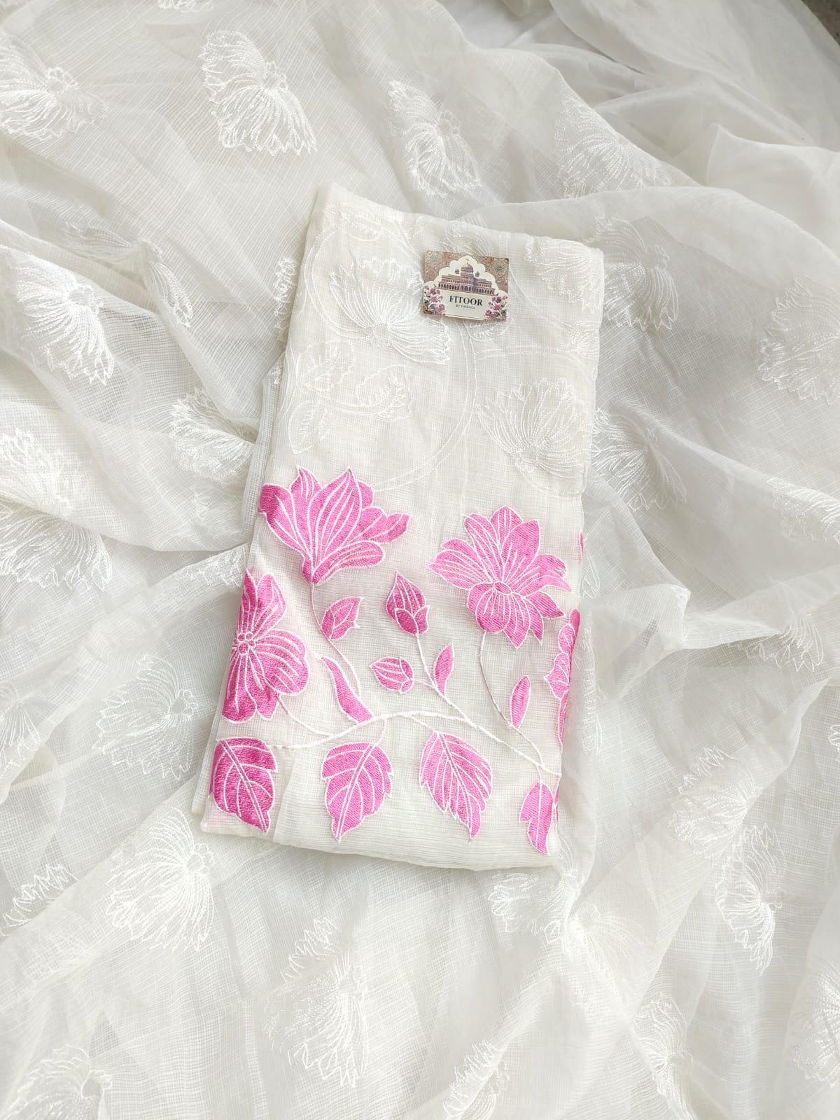 Kota Doria delicate embroidery work suit set - Image 2