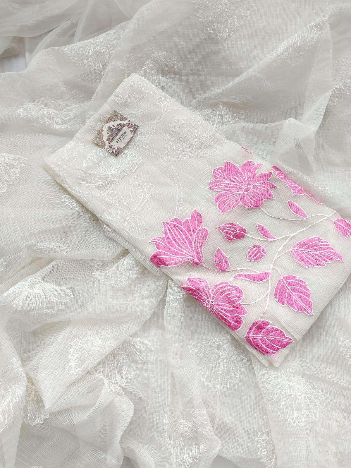 Kota Doria delicate embroidery work suit set - Image 3